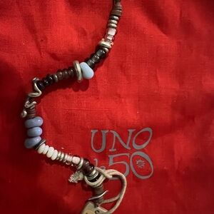 UNO de 50 Brown and Blue Beaded Bracelet